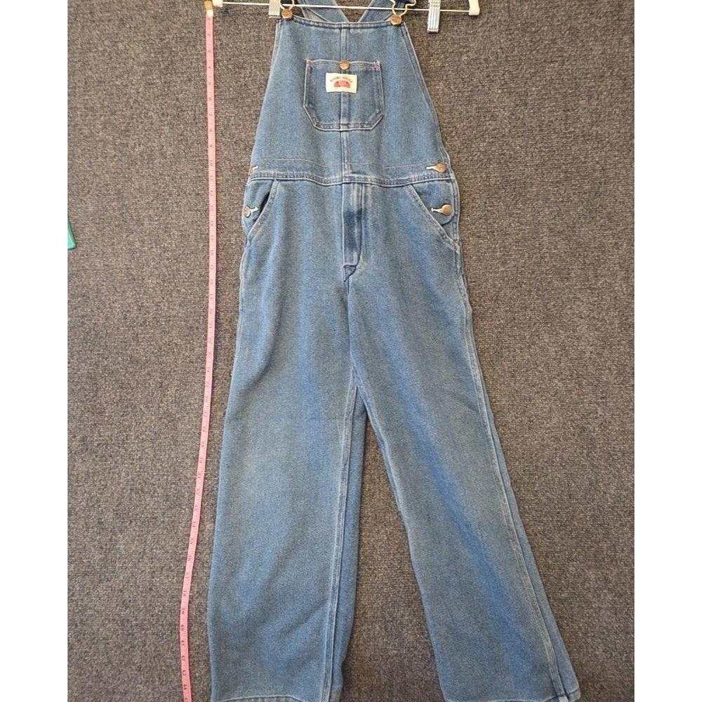 Round House Overalls Youth Teens 12 Blue Denim Bib Adjustable Straps Pockets